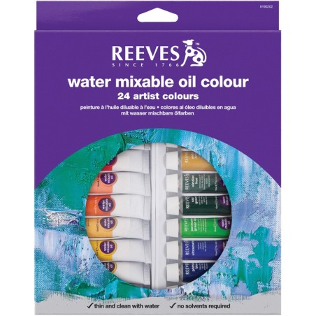 Reeves Set colori ad olio diluibili in acqua 24 tubi x 10ml