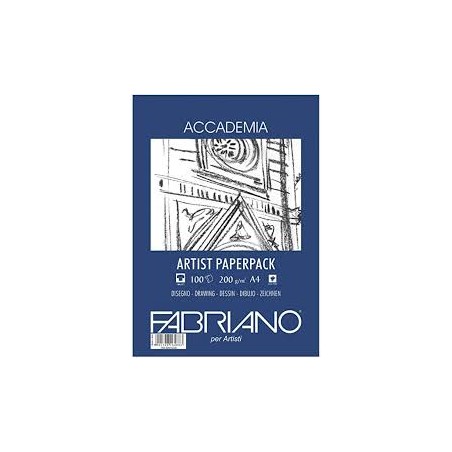 Fabriano Carta Artist Paperpack Accademia 297 x 42 cm grammi 200 grana naturale 50 fogli BIANCO
