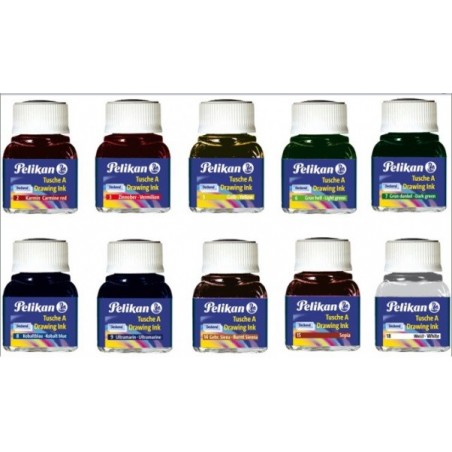 Pelikan Inchiostro di China conf. 10 flaconi vetro da 10 ml. colori assortiti