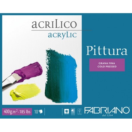 Hartie acrilice/ulei Pittura Fabriano 50x70 cm, 400 grame, alba, 10 coli